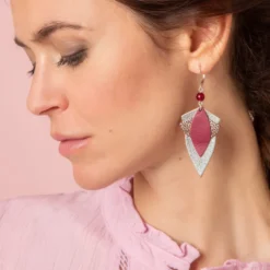 Boucles d'oreilles grand lotus prune