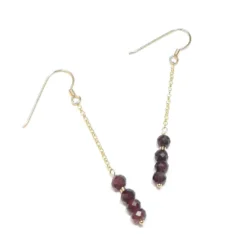 Boucles d'oreilles grenat en argent doré