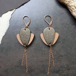 Boucles d'oreilles magnolia kaki