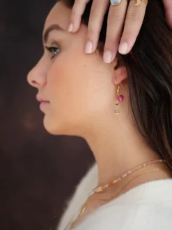 Boucles d'oreilles mahita rubellite