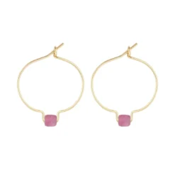 Boucles d'oreilles tourmaline rose & or