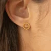 Boucles dorées - anneaux cristal rose