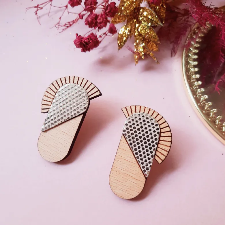 Boucles en bois maya abeille