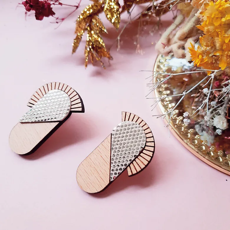 Boucles en bois maya abeille