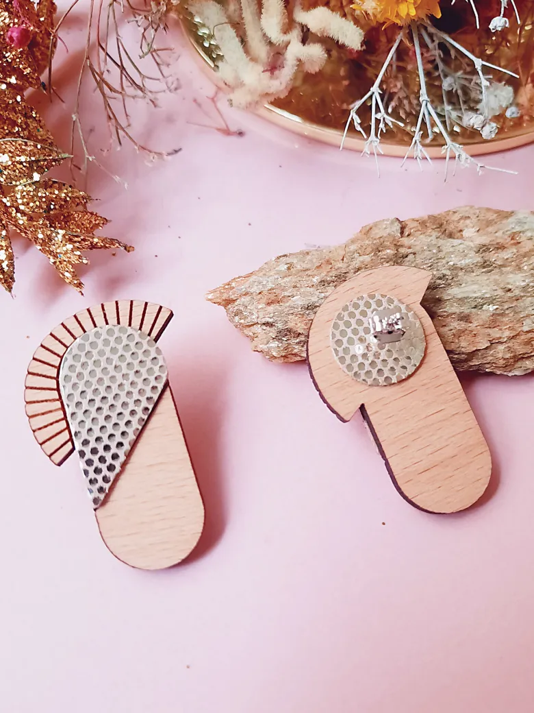 Boucles en bois maya abeille
