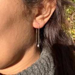 Boucles éléonore traversantes zirconium argent 925 rhodié