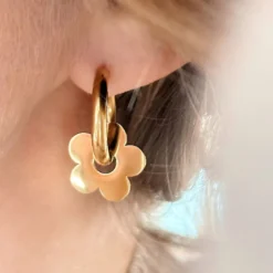Boucles oreilles créoles dorées en acier inoxydable mina