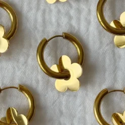Boucles oreilles créoles dorées en acier inoxydable mina