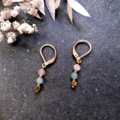 Boucles talisman pierre lune aventurine