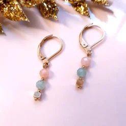 Boucles talisman pierre lune aventurine