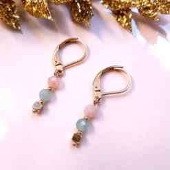 Boucles talisman pierre lune aventurine