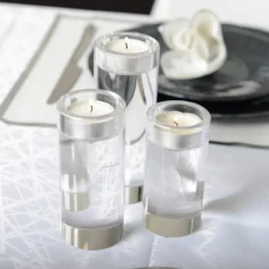 Bougeoir rond haut en verre h.10 cm