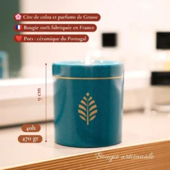 Bougie-bijou avec bracelet perles bleues & cristal