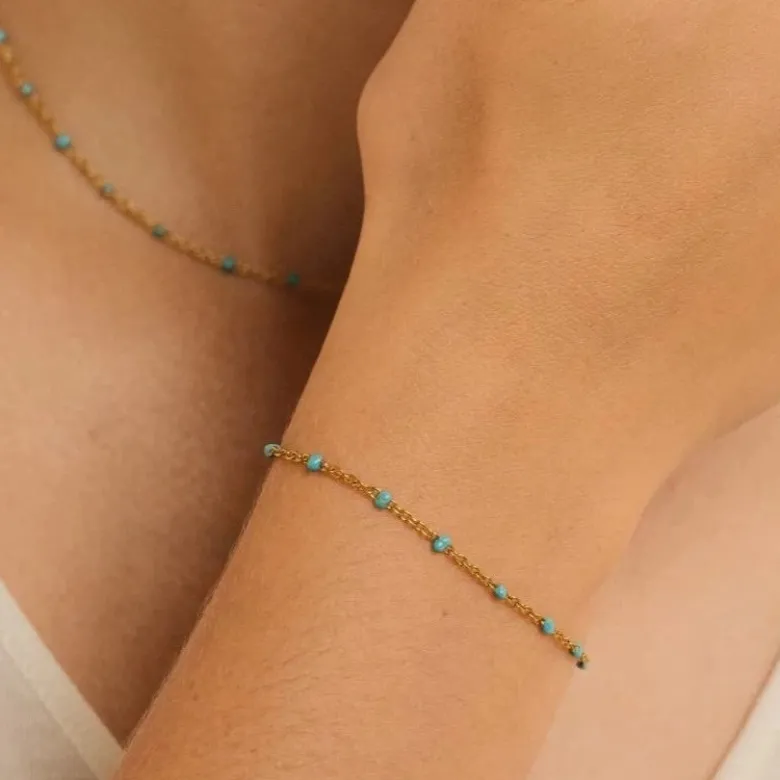 Bougie-bijou avec bracelet perles bleues & cristal