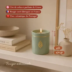 Bougie-bijou avec collier perles blanches & cristal