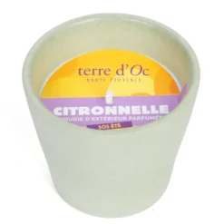 Bougie d'extérieur parfumée citronnelle SOS été en cire végétale terre d'Oc Pot vert