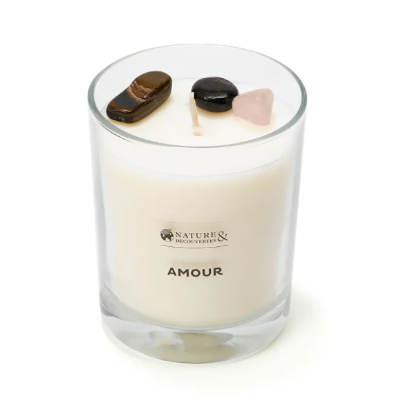 Bougie parfumée Amour pierres naturelles