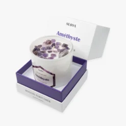 Bougie pierres améthyste - parfum fleur de cerisier