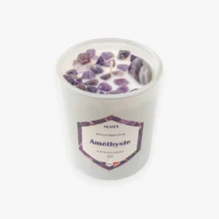 Bougie pierres améthyste - parfum fleur de cerisier