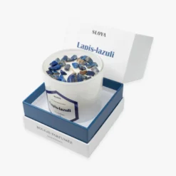 Bougie pierres lapis-lazuli - parfum oud impérial