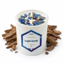 Bougie pierres lapis-lazuli - parfum oud impérial