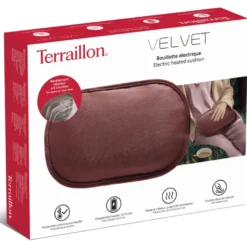 Bouillotte électrique sans fil rechargeable housse velours rose Terraillon