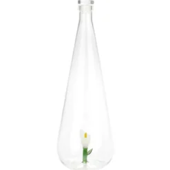Bouteille Botanical artisanale en verre borosilicate 1L Arum blanc