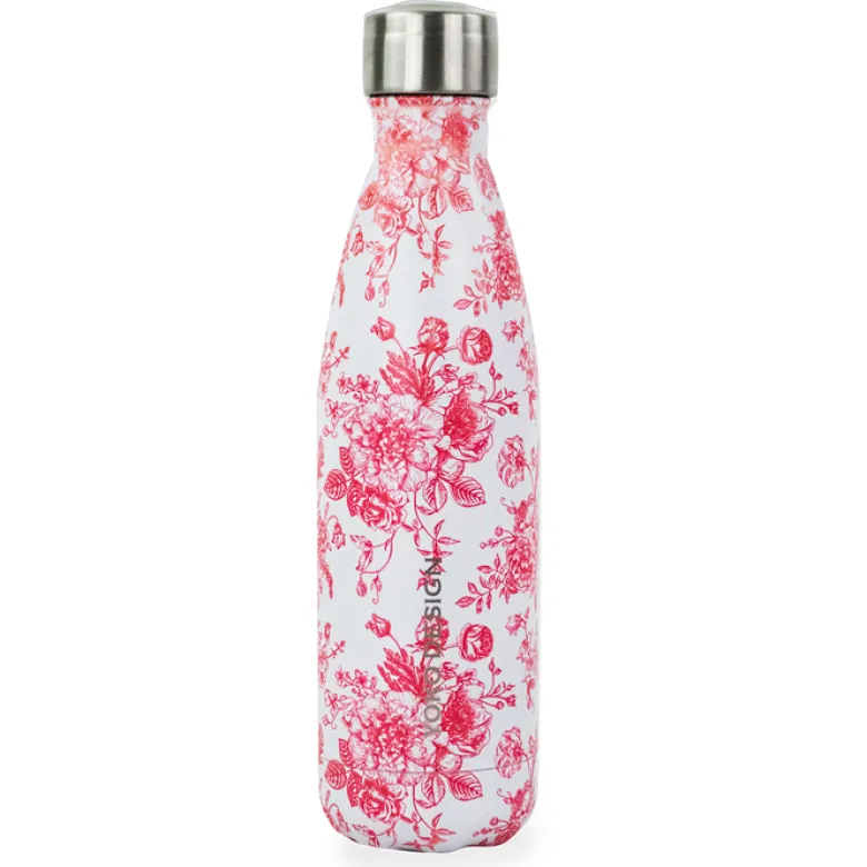 Bouteille isotherme réutilisable en inox Yoko Design 500 ml Fleur rouge