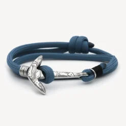 Bracelet ancre homme bleu cartographie