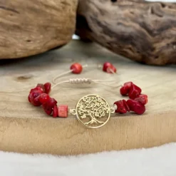 Bracelet arbre de vie en corail rouge