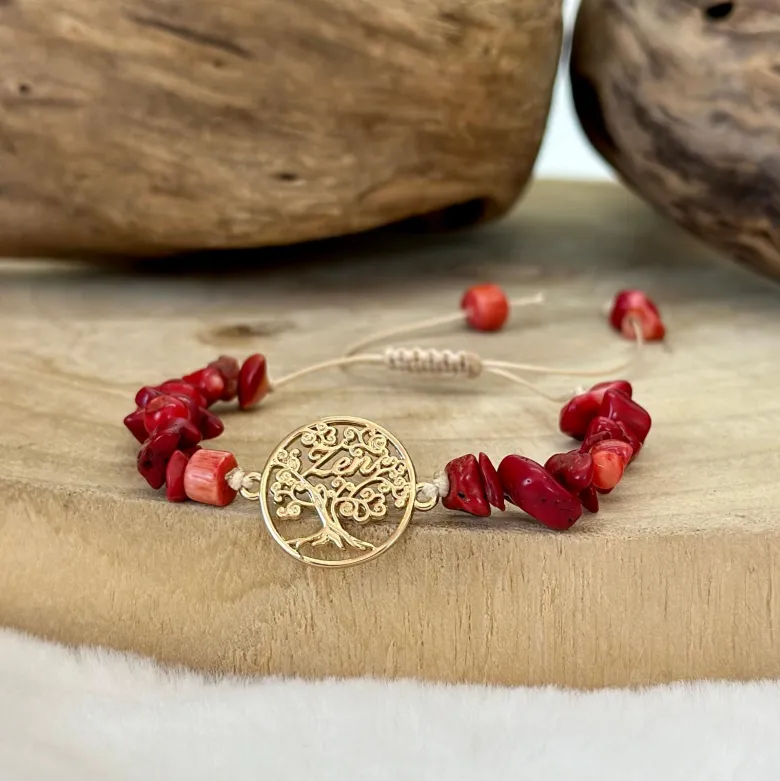 Bracelet arbre de vie en corail rouge