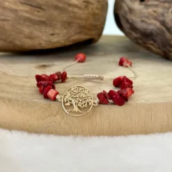 Bracelet arbre de vie en corail rouge
