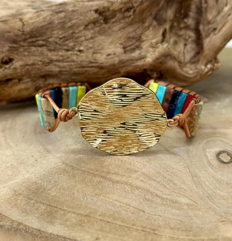 Bracelet 7 chakras en plaqué or