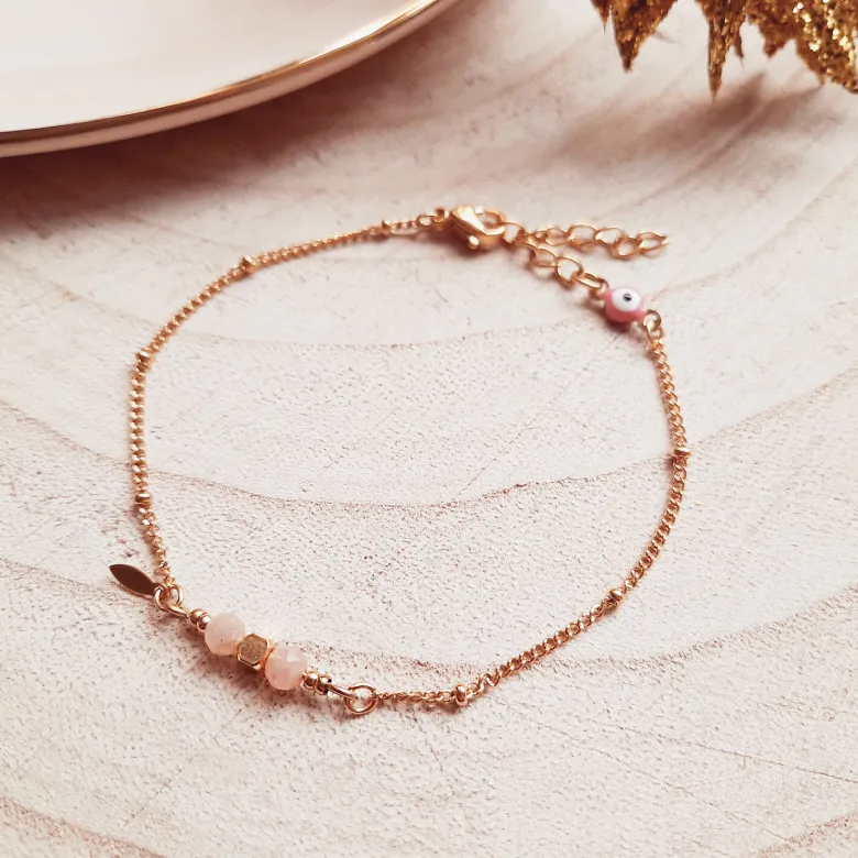 Bracelet chance comète pierre lune rose