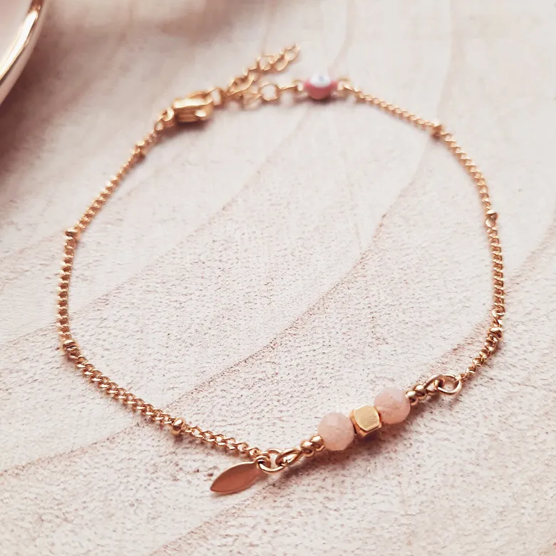 Bracelet chance comète pierre lune rose