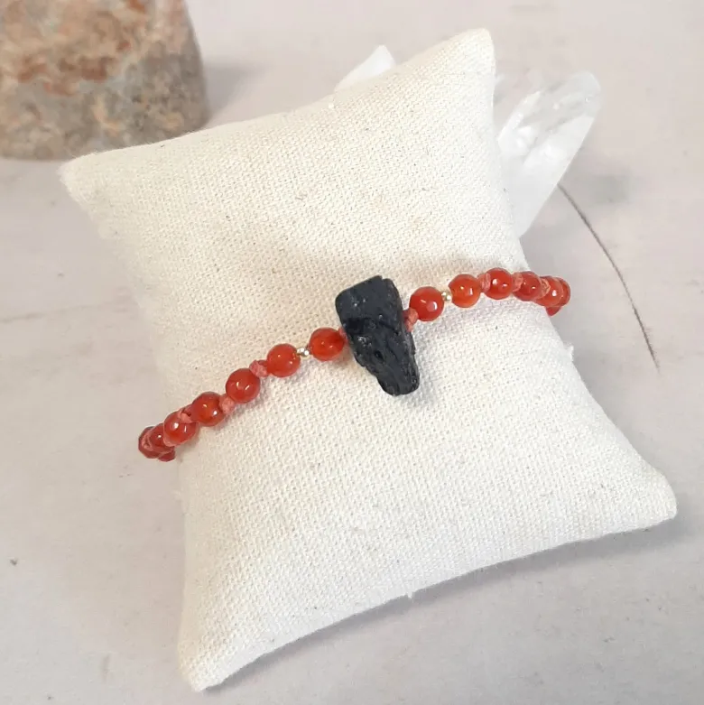 Bracelet cornaline et tourmaline noire