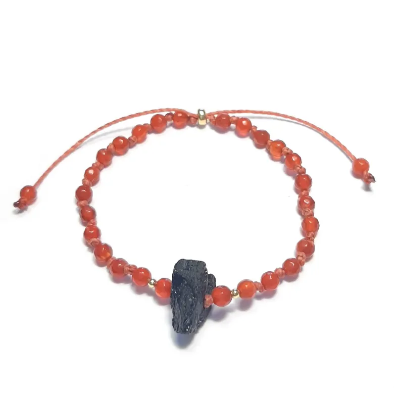 Bracelet cornaline et tourmaline noire