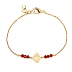 Bracelet cœur ex-voto billes de verre et acier inoxydable