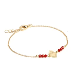 Bracelet cœur ex-voto billes de verre et acier inoxydable