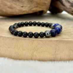 Bracelet défense en oeil de tigre bleu
