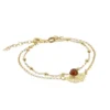Bracelet doré double Ginkgo ambre