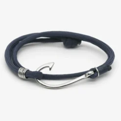 Bracelet homme corde - hameçon pêche bleu m