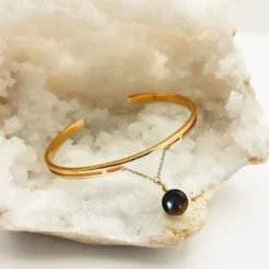Bracelet jonc oeil de tigre aurore or