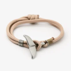 Bracelet marin homme - baleine corde beige