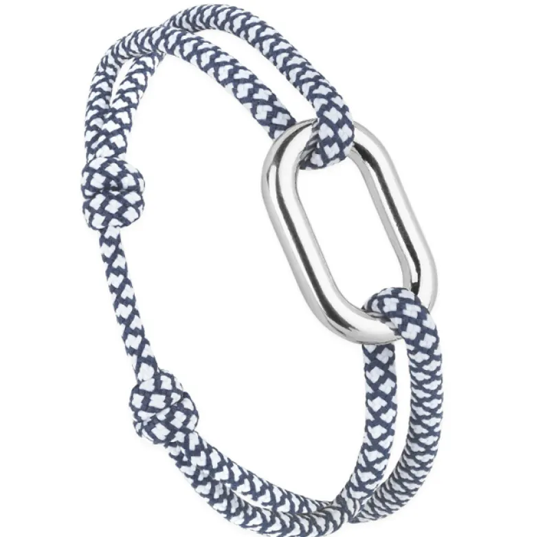 Bracelet mousqueton plaqué argent Bleu