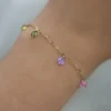 Bracelet multicolor avec breloques strass en zirconium