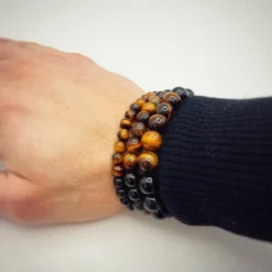 Bracelet oeil de tigre et obsidienne – ulysse