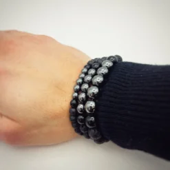 Bracelet pierre de lave, obsidienne & hématite – hector