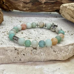 Bracelet équilibre hibou en amazonite