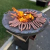 Brasero ø80cm sur meuble en corten